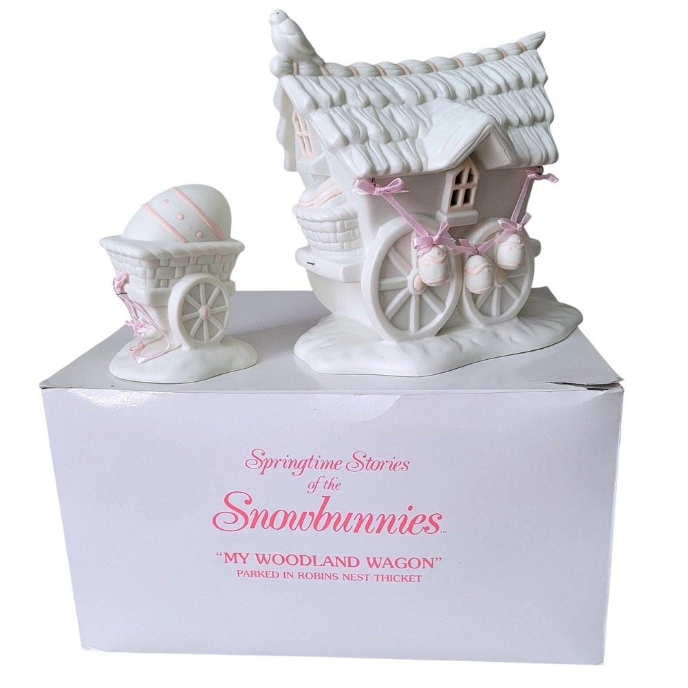 Dept 56 Snowbunnies "My Woodland Wagon" Lighted Figurine Set w/ Box - Tested